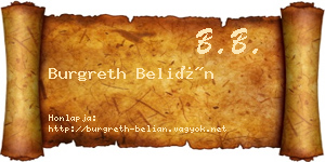 Burgreth Belián névjegykártya
